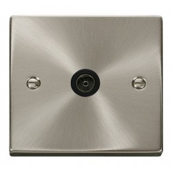 SATIN CHROME SINGLE COAXIAL OUTLET BLACK INSERT